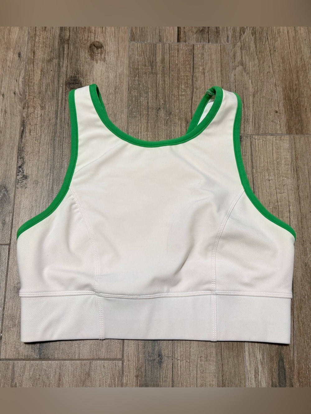 Kyodan Size Medium White Sports Bra with Green Trim